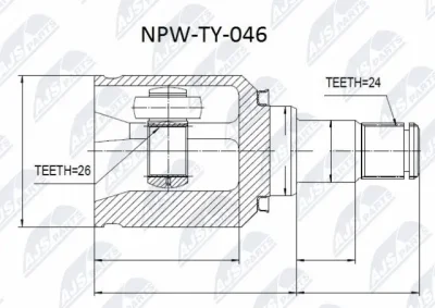 Шарнирный комплект, приводной вал NTY NPW-TY-046