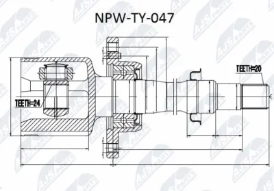 Шарнирный комплект, приводной вал NTY NPW-TY-047