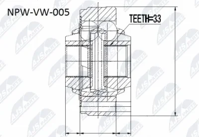 Шарнирный комплект, приводной вал NTY NPW-VW-005