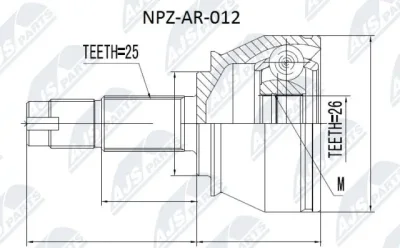 Шарнирный комплект, приводной вал NTY NPZ-AR-012