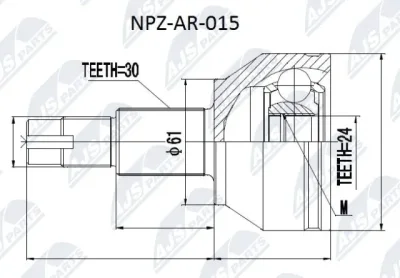 Шарнирный комплект, приводной вал NTY NPZ-AR-015