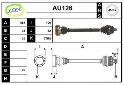 AU126 SERA Приводной вал (полуось)