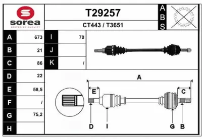 Приводной вал EAI T29257