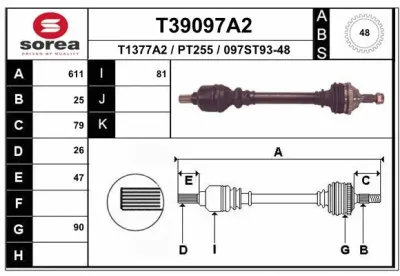 Приводной вал EAI T39097A2