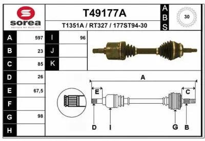 Приводной вал EAI T49177A