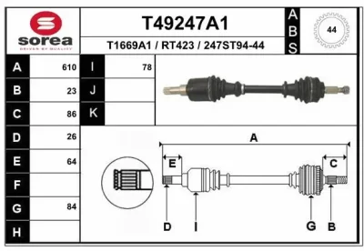 Приводной вал EAI T49247A1