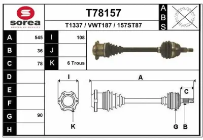 Приводной вал EAI T78157