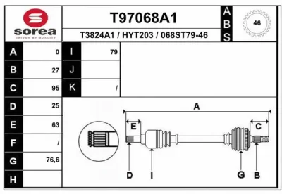 Приводной вал EAI T97068A1