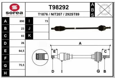 Приводной вал EAI T98292