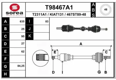 Приводной вал EAI T98467A1