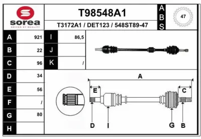 Приводной вал EAI T98548A1