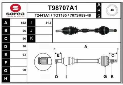 Приводной вал EAI T98707A1