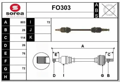 FO303 SERA Приводной вал