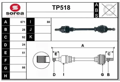 TP518 SERA Приводной вал