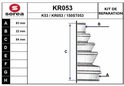 KR053 EAI Комплект пыльника, приводной вал