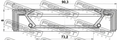 95GAY-75900808R FEBEST Уплотнительное кольцо вала, приводной вал