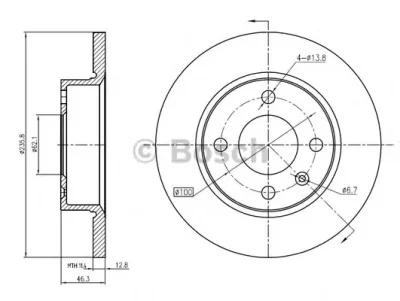 0 986 BB4 356 BOSCH Тормозной диск