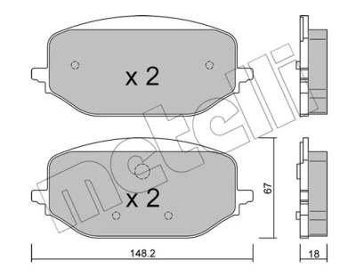 Комплект тормозных колодок, дисковый тормоз METELLI 22-1351-0