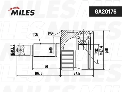 GA20176 MILES Шарнирный комплект, приводной вал