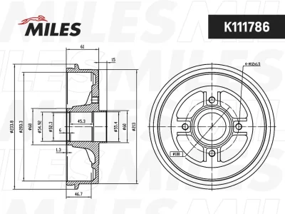 Тормозной барабан MILES K111786