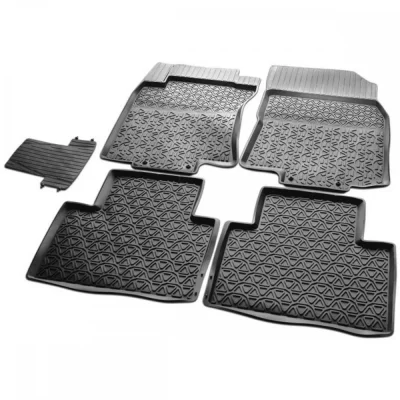 Комплект автомобильных ковриков Nissan X-Trail 2015- , литая резина, низкий борт, 5 предметов, крепеж для передних ковров RIVAL 0064109001