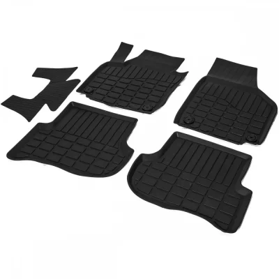 Комплект автомобильных ковриков Skoda Yeti 2013- , литая резина, низкий борт, 5 предметов, крепеж для передних ковров RIVAL 0065103001
