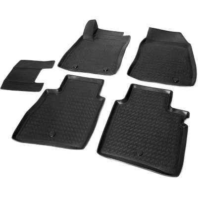 Комплект автомобильных ковриков Nissan Sentra 2014- , полиуретан, низкий борт, 5 предметов, крепеж для передних ковров RIVAL 14106001