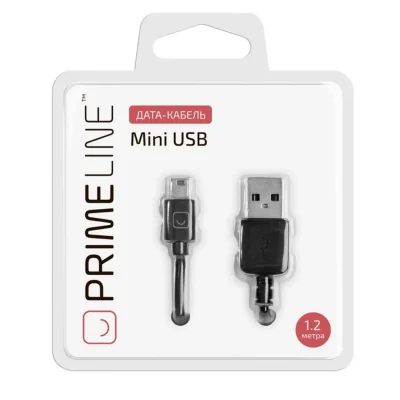 ДАТА-КАБЕЛЬ PRIME LINE USB-MINIUSB, 1,2 М, ЧЕРНЫЙ PRIME LINE 7203 Prime Line 7203
