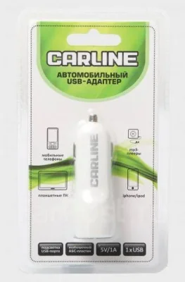 Адаптер прикуривателя 12 / 24 В, USB, c подсветкой, выходные данные 5 В / 1 А, белый CARLINE CH-1UW