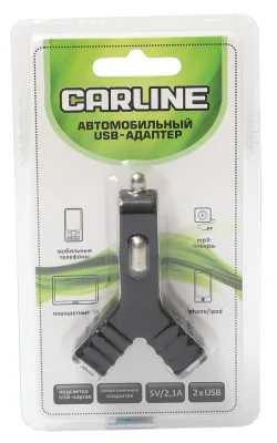 Адаптер прикуривателя 12 / 24 В, 2 х USB, c подсветкой, выходные данные 5 В /до 2.1 А CARLINE CH-2URB