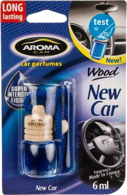 Ароматизатор Wood NEW CAR, 6 мл, подвесной жидкий AROMA CAR A63110