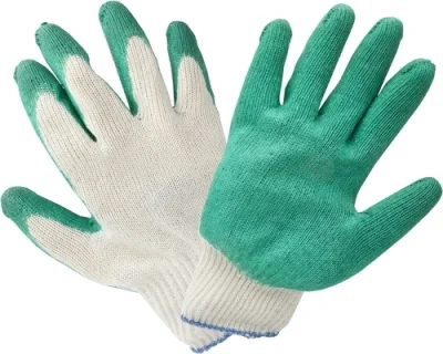 Перчатки х/б х/б min заказ 10 пар, одинарный латексный облив, 13 кл, длина перчаток – 23.5 см, длина манжета – 5 см GLOVERS CT2411