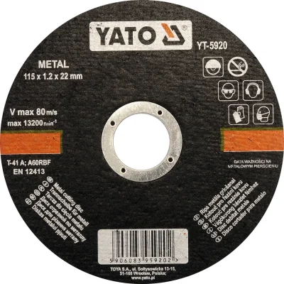 Диск отрезной по металлу 115х1,2х22мм YATO YT-5920