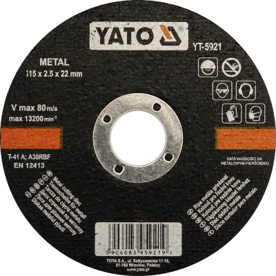 Диск отрезной по металлу 115х2,5х22мм YATO YT-5921