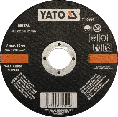 Диск отрезной по металлу 125х2,5х22мм YATO YT-5924