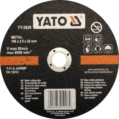 Диск отрезной по металлу 180х252х22мм YATO YT-5926