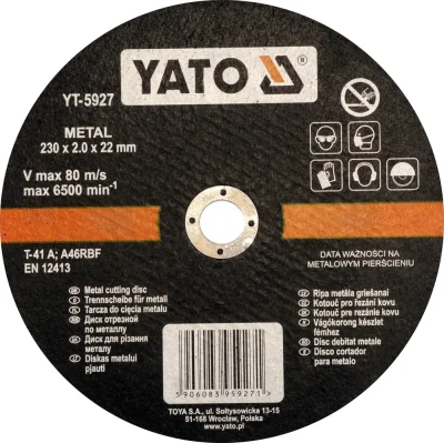 Диск отрезной по металлу 230х2,0х22мм YATO YT-5927