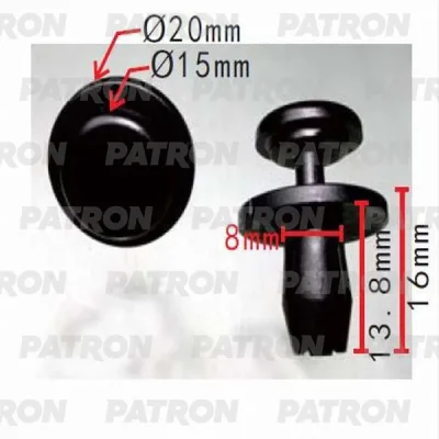 Клипса пластмассовая Citroen, Peugeot применяемость: подкрылки, защита, бампер PATRON P37-0194
