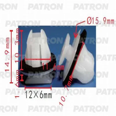 Клипса пластмассовая Infiniti,Nissan применяемость: брызговики, подкрылок PATRON P37-0302