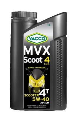 Масло моторное синтетическое 1 л - API SM (Low Emissions) YACCO YACCO 5W40 MVX SCOOT 4 SYNTH/1