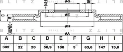 BS0410 BLITZ Диск тормозной