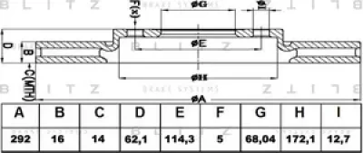 Диск тормозной BLITZ BS0278