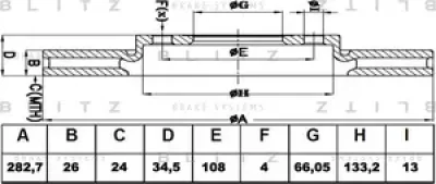 Диск тормозной BLITZ BS0167