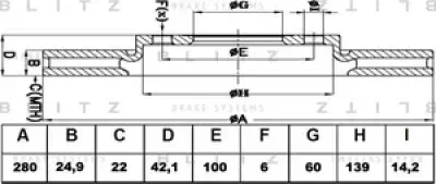 BS0178 BLITZ Диск тормозной OPEL Astra/Meriva 04->