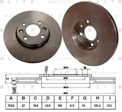 BS0187 BLITZ Диск тормозной RENAULT Logan/Sandero/19/Clio/Megane 08->