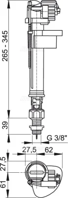 Впускной механизм с нижней подводкой и металлической резьбой 3/8 Alcaplast A18 3/8