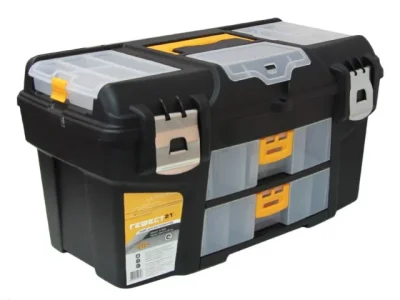 Ящик для инструмента пластмассовый ГЕФЕСТ 21 с 2 консолями и коробками металлические замки IDEA М2945