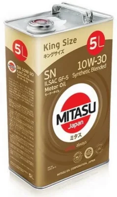 Моторное масло 10W30 полусинтетическое Motor Oil SN 5 л MITASU MJ-121-5
