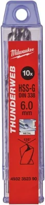 Сверло по металлу 6,0x57x93 мм 10 штук Thunderweb HSS-G MILWAUKEE 4932352390