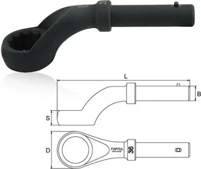 Ключ ударный накидной угол 45° 36 мм TOPTUL AAAV3636